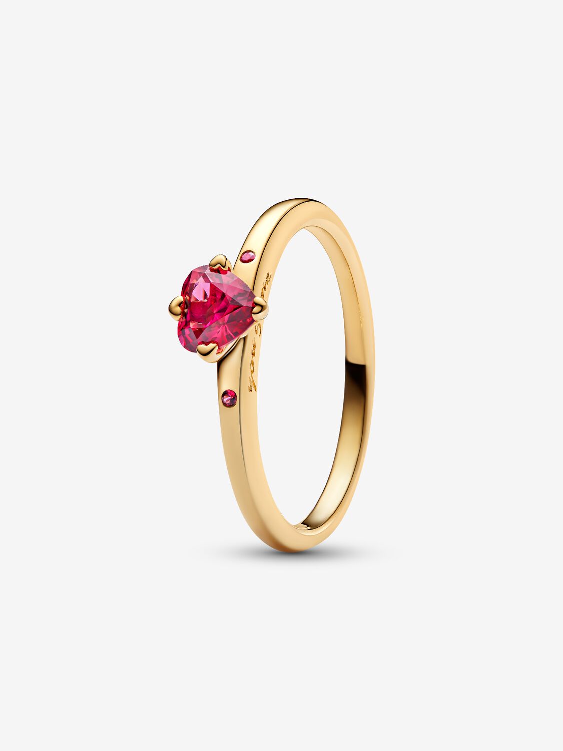 Anello Solitario Cuore Rosso