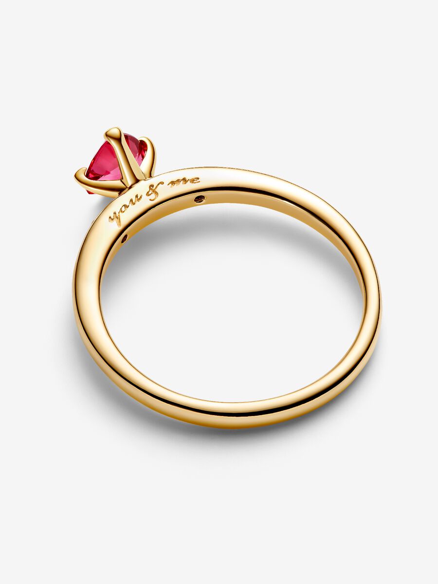 Anello Solitario Cuore Rosso