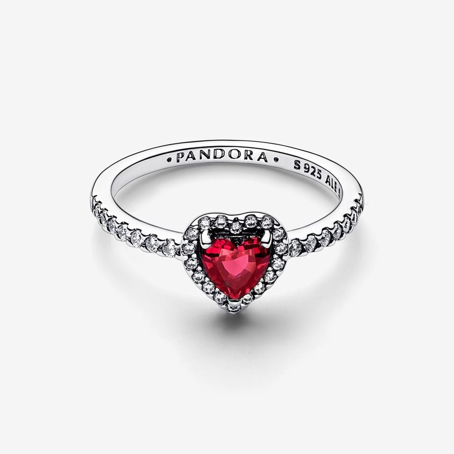 Anello Cuore in Rilievo Rosso