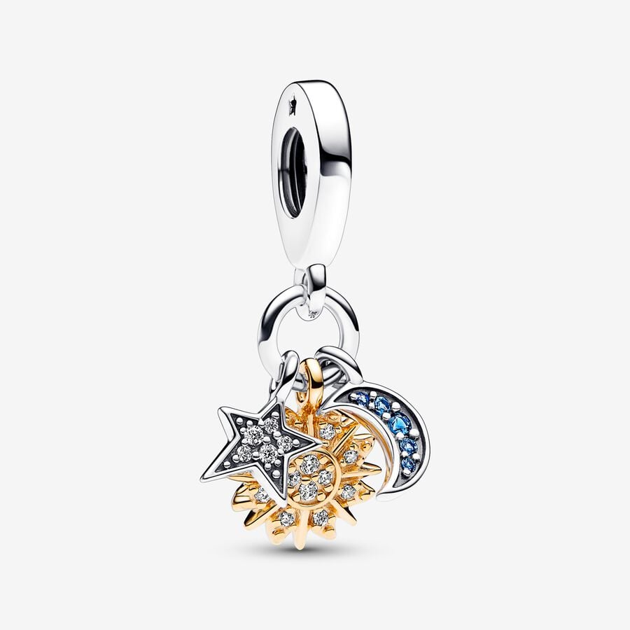 Charm Pendente Stella, Sole e Luna