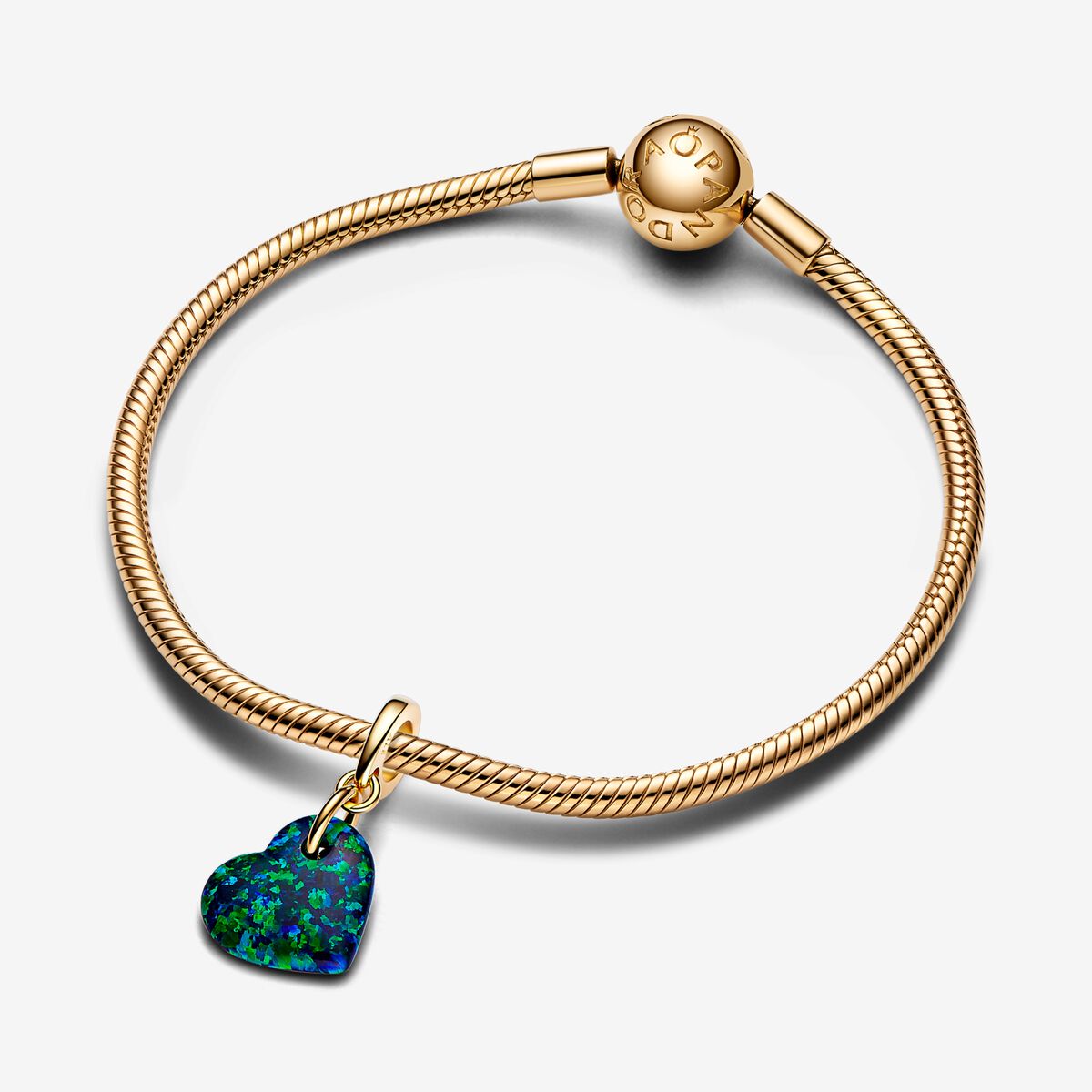 Charm Pendente Cuore Opale Verde e Blu