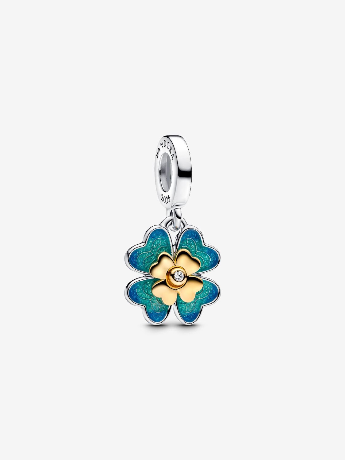 Charm Pendente Quadrifoglio Girevole - con diamante creato in laboratorio