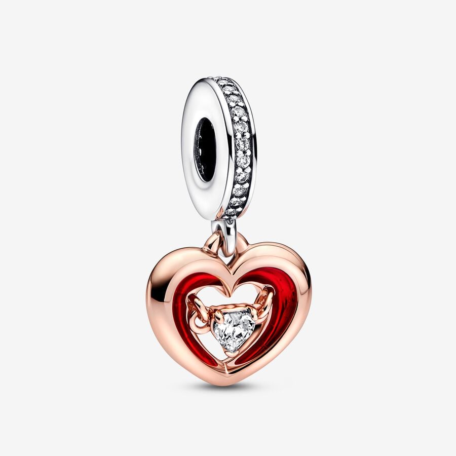 Charm Pendente Cuore Splendente con Pietra