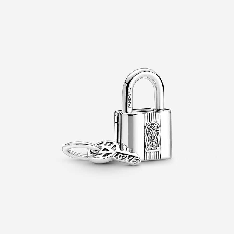 Charm Pendente Lucchetto e Chiave dell'Amore da incidere