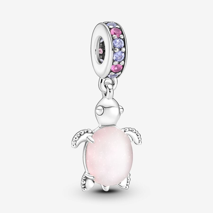 Charm Pendente Tartaruga Marina Rosa Vetro di Murano