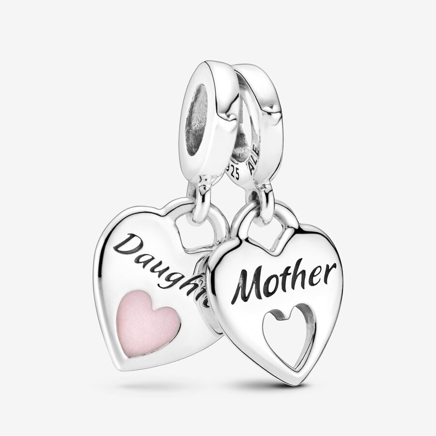 Charm Pendente Cuori Mamma e Figlia divisibile