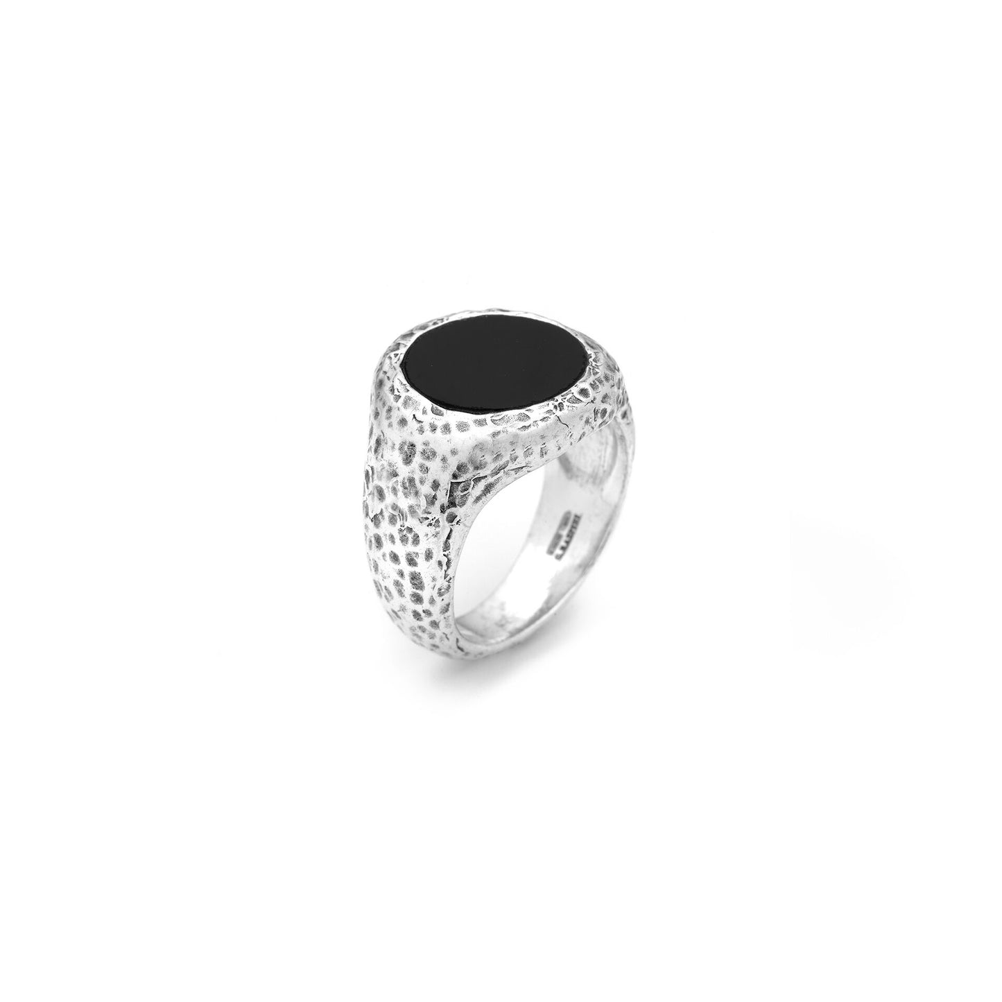 Anello Martellato Tondo Onice Grande