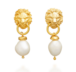 Orecchini Dorati Leone E Perla