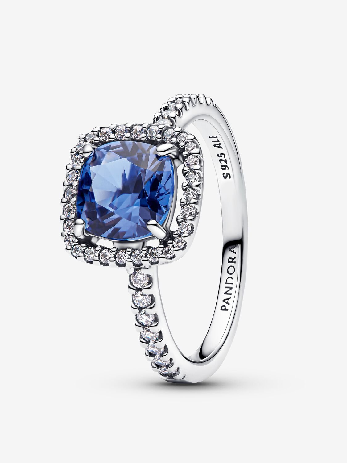 Anello Punto Luce Quadrato Blu Grande
