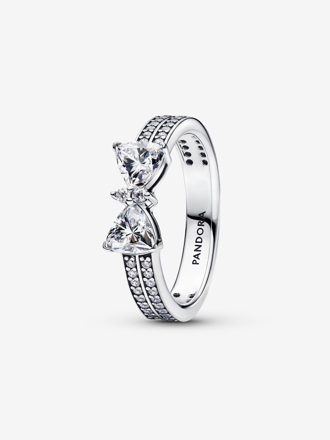 Anello Doppia Fascia Pavè con Fiocco Luminoso