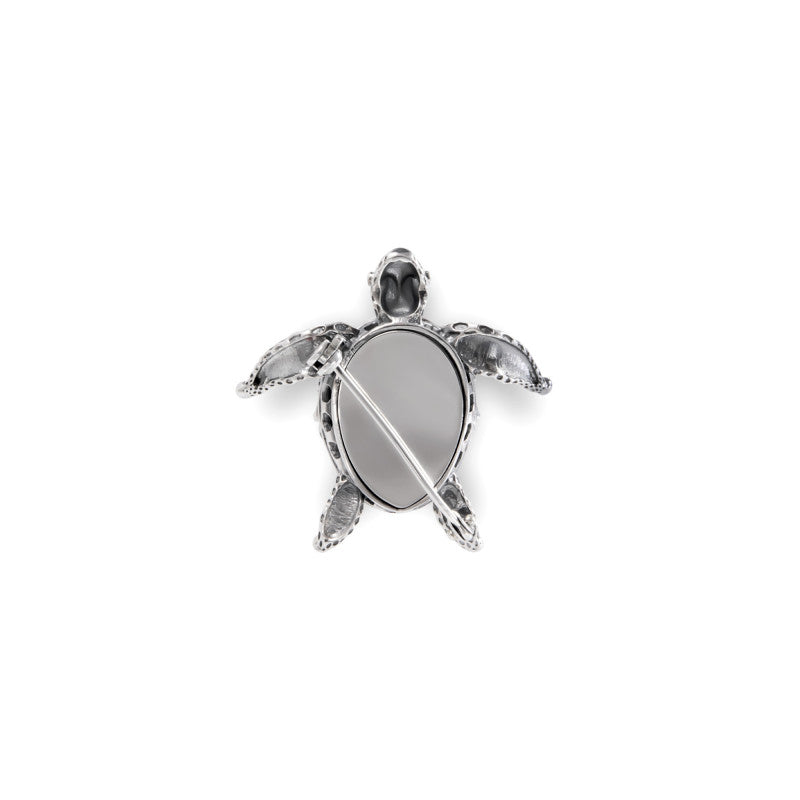 Spilla Tartaruga Caretta Caretta con pietra tripletta
